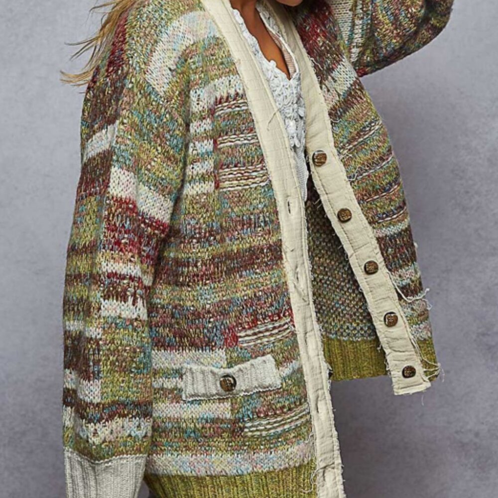 POL COLORFUL FALL WINTER CARDIGAN SWEATER M NWT